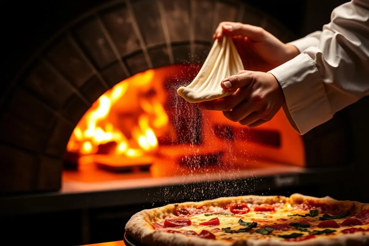 Pizza sendo preparada